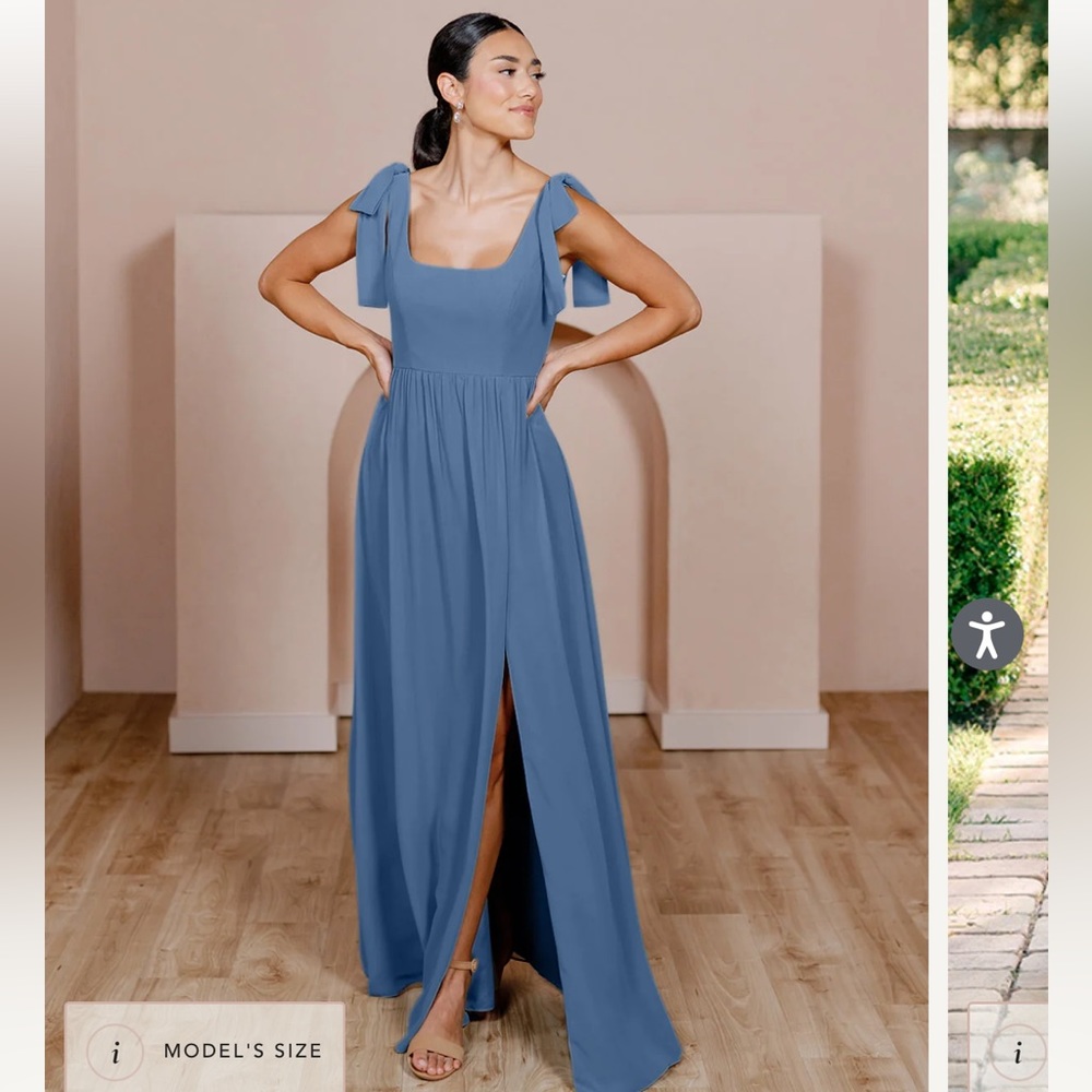 Revelry Bowie Bridesmaids Dress Dusty Blue Sz 2